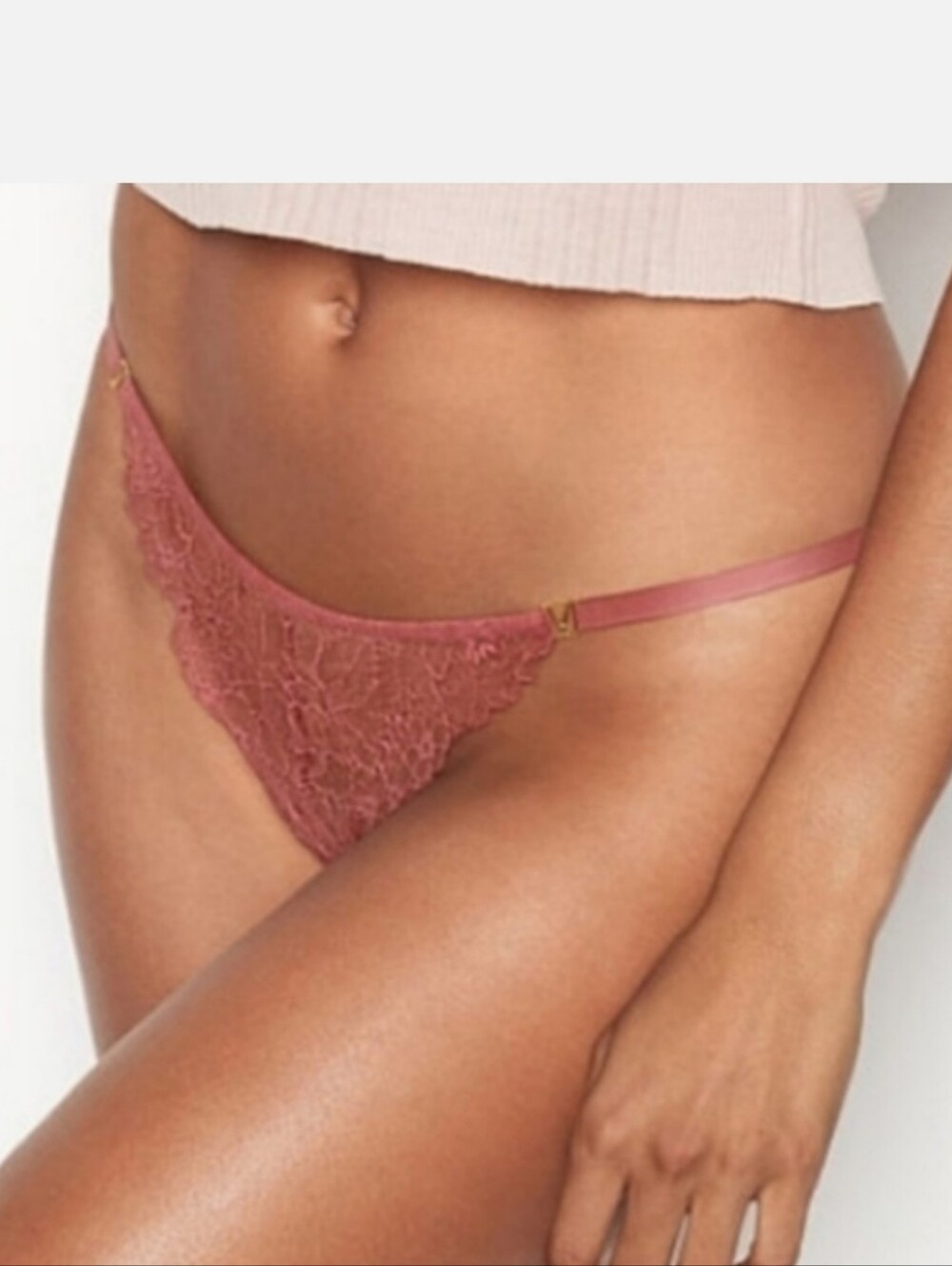 Victoria's secret very sexy love Victoria logo lace Brazilian panty XSMALL ROSE